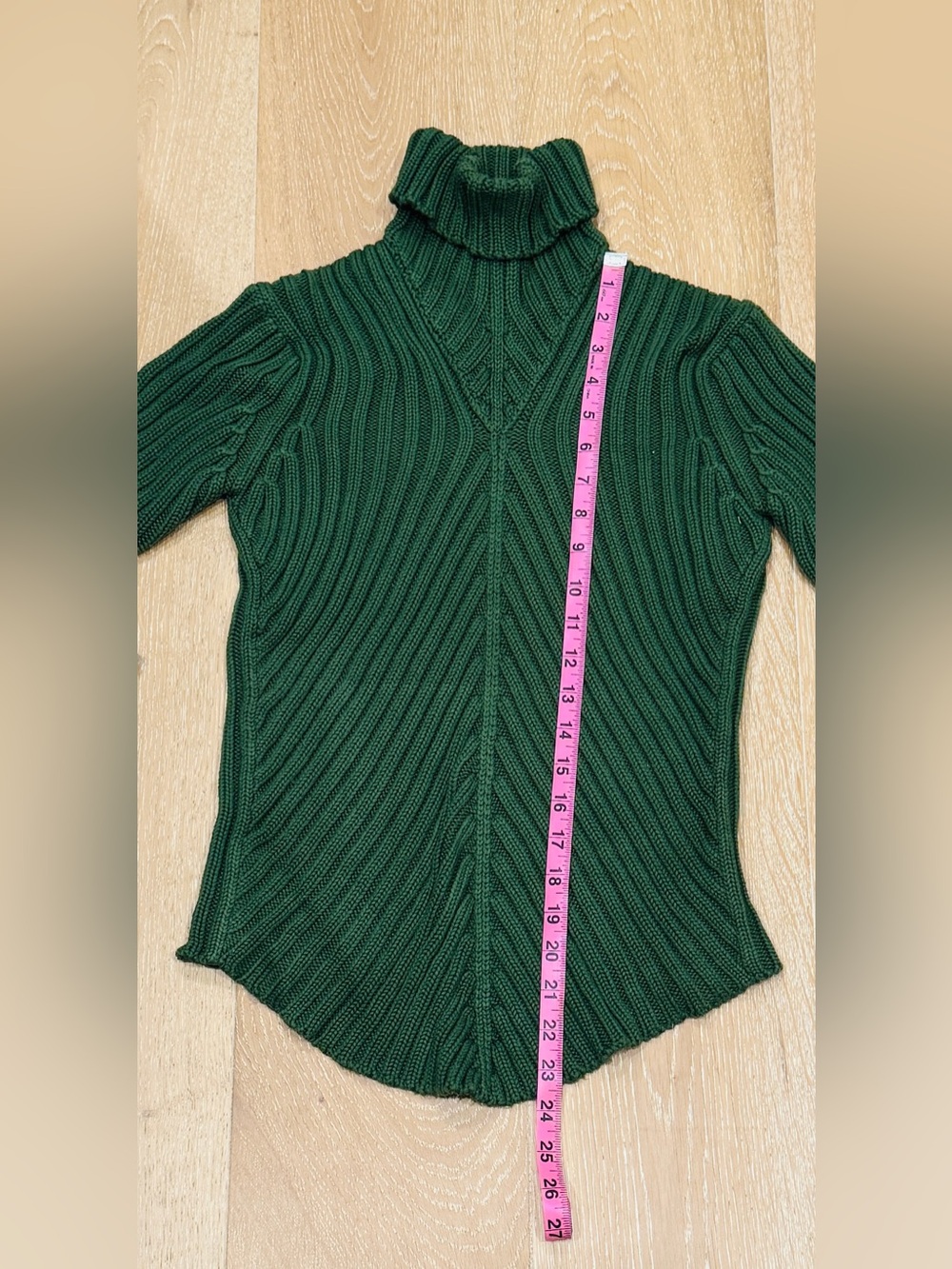 525 America Green Ribbed Chevron Turtleneck Sweater, in Green, Size Small - Picture 4 of 8